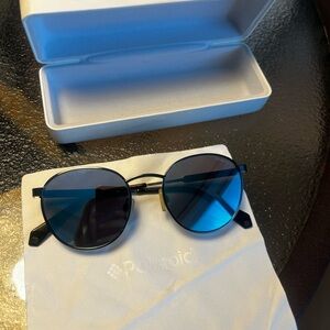 Polaroid Silver Frames with Blue Lenses Sunglasses